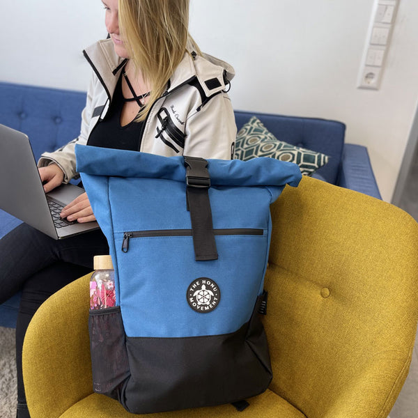 Rolltop Honu Backpack Blue Edition aus Ozeanplastik